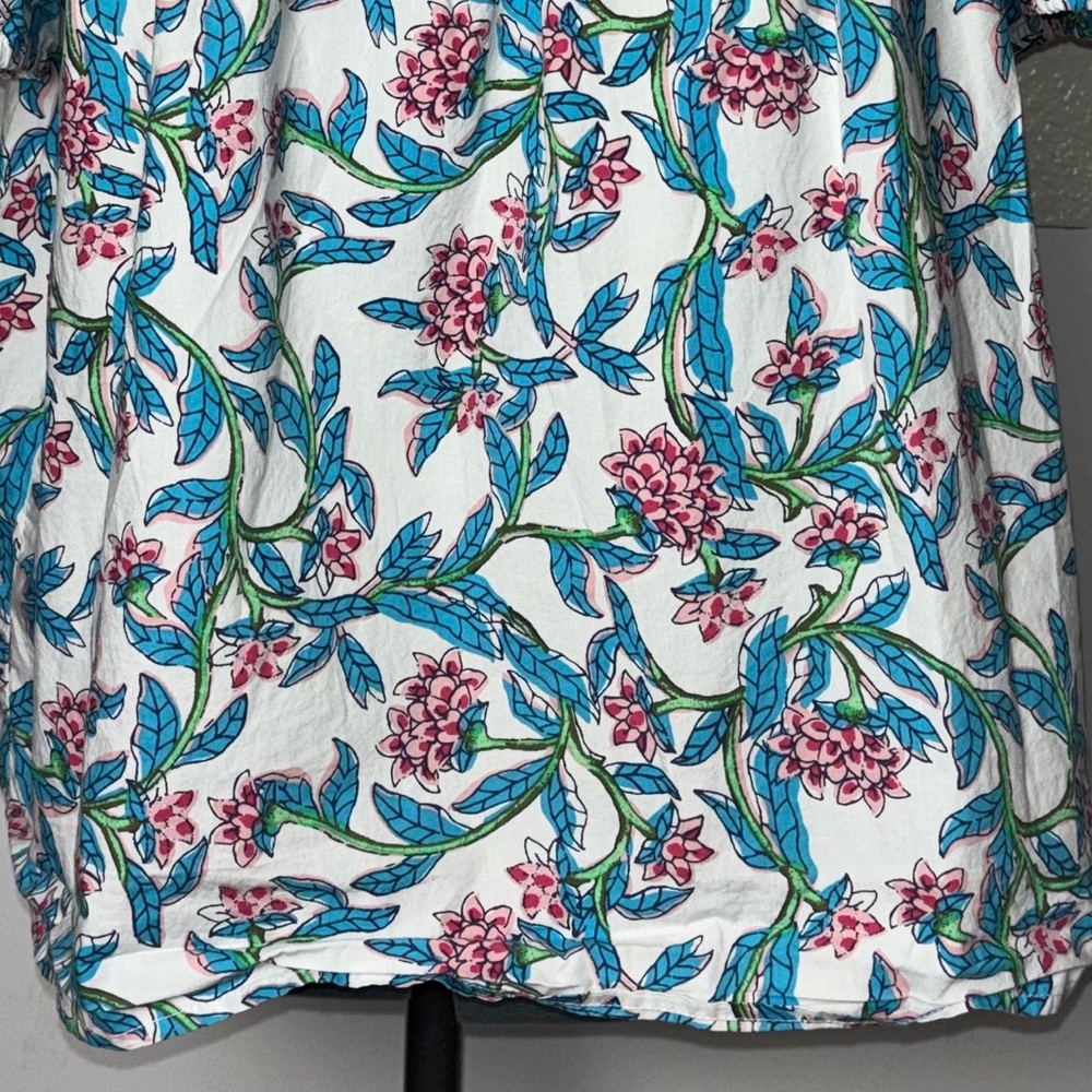 J. Crew Puff-sleeve Top Women's Size Large in Pink/blue floral Print 100% cotton - Picture 14 of 16